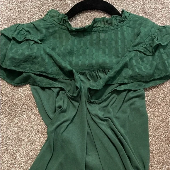 LOFT Emerald Ruffle Button-Up Blouse - Picture 7 of 7